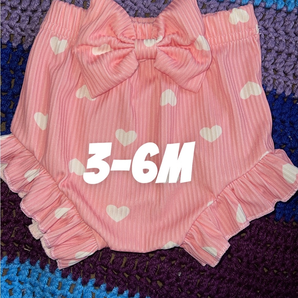 Pink Heart Patterned Baby Bloomers